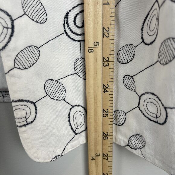 Lucy & Laurel Jacket Womens 2X White Gray‎ Geometric Cotton Open Front Artsy Art - Picture 8 of 8